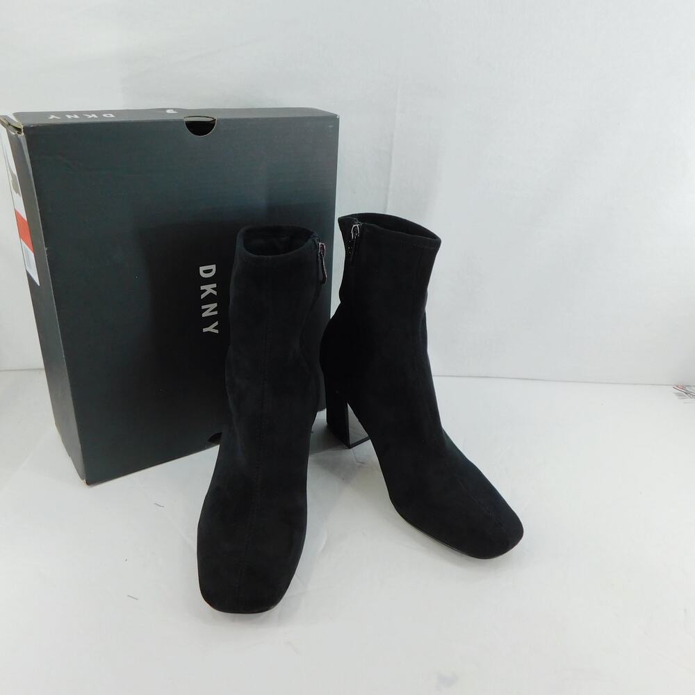 DNKY Black Women's Cavale Heeled Square Toe Bootie Size 6.5 - New Boots - Picture 2 of 7